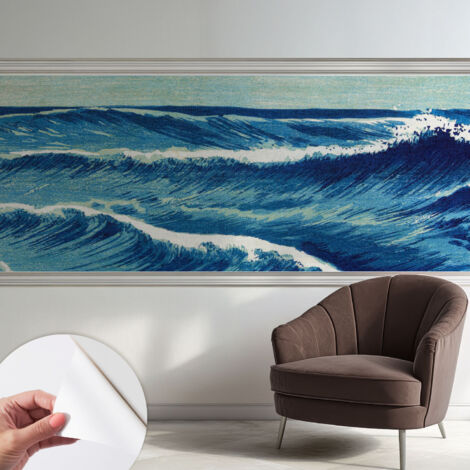 Papier peint adhésif autocollant pour salon chambre à coucher peint imprimé Installation facile Vagues de la mer 250x104 cm