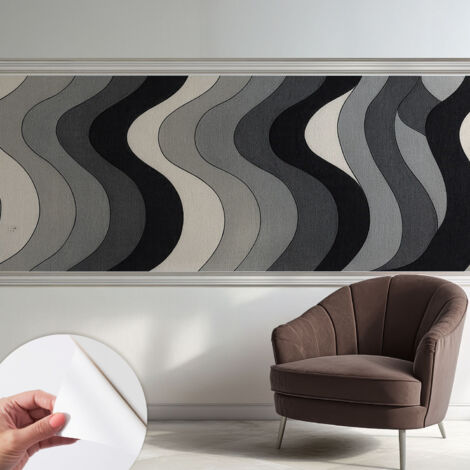 Papier peint adhésif autocollant pour salon chambre à coucher peint imprimé Installation facile Vagues grises 250x104 cm