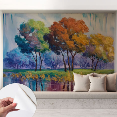 Papier peint adhésif autocollant pour salon chambre à coucher peint imprimé pour mur Abstraction arborée 208x146 cm
