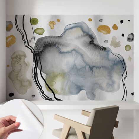 Papier peint adhésif autocollant pour salon chambre à coucher peint imprimé pour mur Aquarelle abstraite 104x70 cm