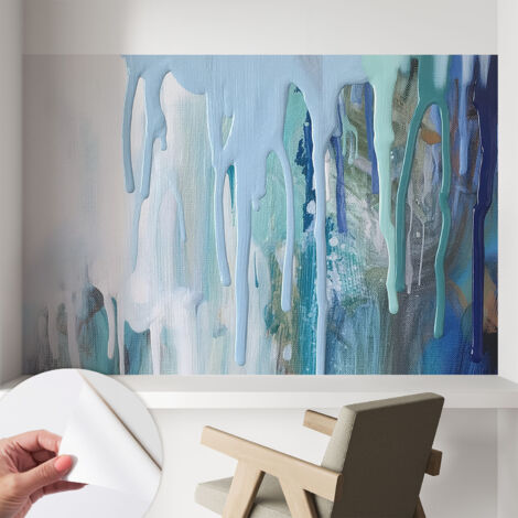 Papier peint adhésif autocollant pour salon chambre à coucher peint imprimé pour mur Cascades bleues 104x70 cm