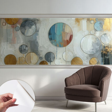 Papier peint adhésif autocollant pour salon chambre à coucher peint imprimé pour mur Cercles géométriques 250x104 cm