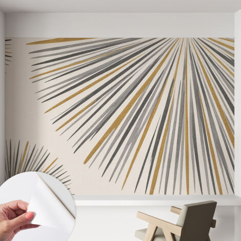 Papier peint adhésif autocollant pour salon chambre à coucher peint imprimé pour mur Éventails géométriques 152x104 cm