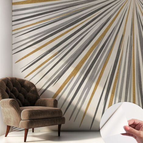 Papier peint adhésif autocollant pour salon chambre à coucher peint imprimé pour mur Éventails géométriques 250x250 cm