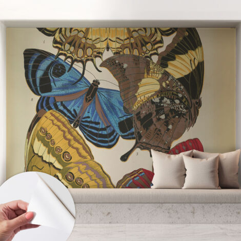 Papier peint adhésif autocollant pour salon chambre à coucher peint imprimé pour mur Inspiration papillons 208x146 cm