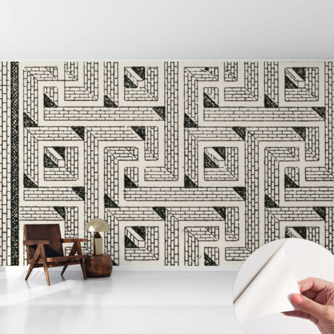 Papier peint adhésif autocollant pour salon chambre à coucher peint imprimé pour mur Labyrinthe de briques 416x254 cm