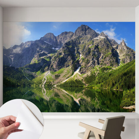 Papier peint adhésif autocollant pour salon chambre à coucher peint imprimé pour mur Montagnes pittoresques 152x104 cm
