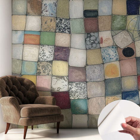 Papier peint adhésif autocollant pour salon chambre à coucher peint imprimé pour mur Mosaïque colorée 250x250 cm