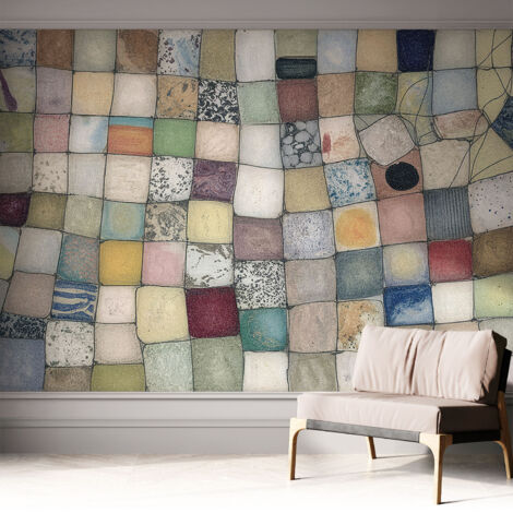 Papier peint adhésif autocollant pour salon chambre à coucher peint imprimé pour mur Mosaïque colorée 312x219 cm