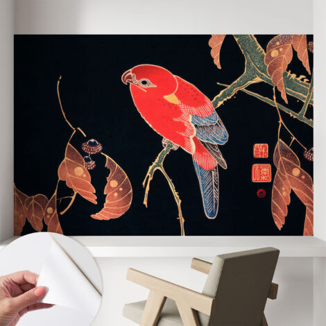 Papier peint adhésif autocollant pour salon chambre à coucher peint imprimé pour mur Oiseau exotique 104x70 cm