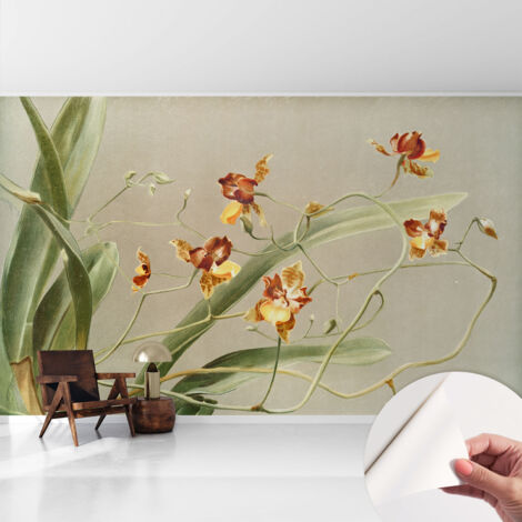 Papier peint adhésif autocollant pour salon chambre à coucher peint imprimé pour mur Orchidées classiques 416x254 cm