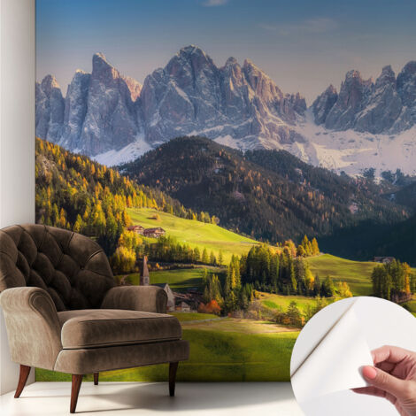 Papier peint adhésif autocollant pour salon chambre à coucher peint imprimé pour mur Paysage de montagne 250x250 cm