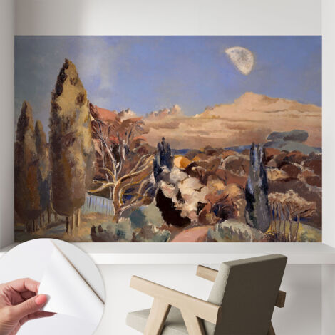 Papier peint adhésif autocollant pour salon chambre à coucher peint imprimé pour mur Paysage forestier 104x70 cm