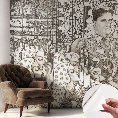 Papier peint adhésif autocollant pour salon chambre à coucher peint imprimé pour mur Portraits floraux 250x250 cm