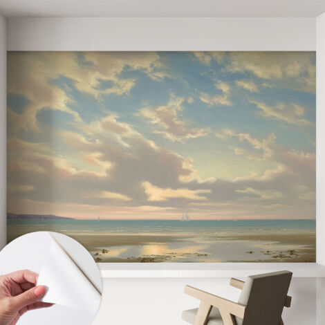 Papier peint adhésif autocollant pour salon chambre à coucher peint imprimé pour mur Rive paisible 152x104 cm