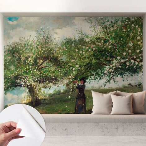 Papier peint adhésif autocollant pour salon chambre à coucher peint imprimé pour mur Scène printanière 208x146 cm