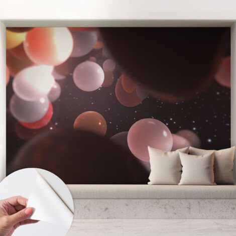 Papier peint adhésif autocollant pour salon chambre à coucher peint imprimé pour mur Sphères cosmiques 208x146 cm