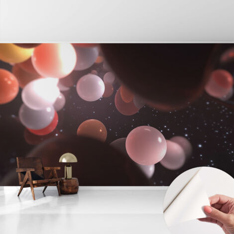 Papier peint adhésif autocollant pour salon chambre à coucher peint imprimé pour mur Sphères cosmiques 416x254 cm