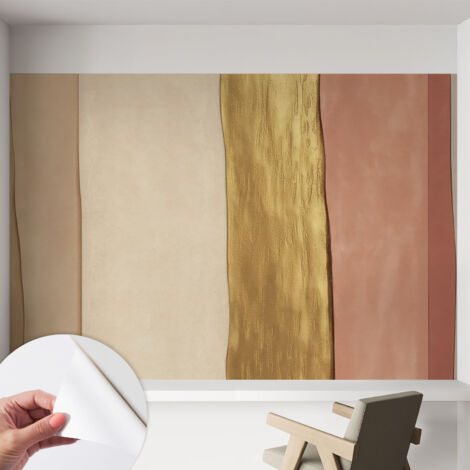 Papier peint adhésif autocollant pour salon chambre à coucher tendance et originale Bandes ondulées 152x104 cm