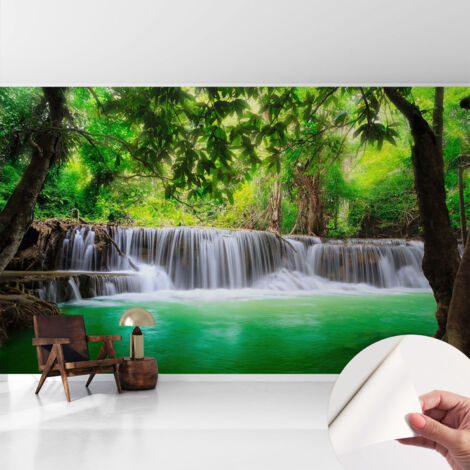 Papier peint adhésif autocollant pour salon chambre à coucher tendance et originale Cascade forestière 416x254 cm