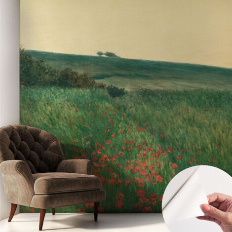 Papier peint adhésif autocollant pour salon chambre à coucher tendance et originale Champs de pavots 250x250 cm
