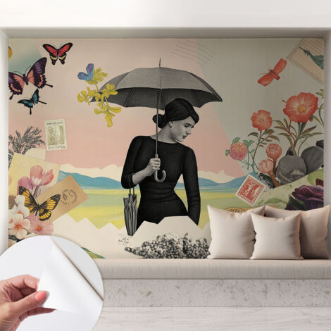 Papier peint adhésif autocollant pour salon chambre à coucher tendance et originale Collage romantique 208x146 cm