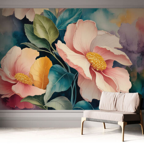 Papier peint adhésif autocollant pour salon chambre à coucher tendance et originale Élégance florale 312x219 cm