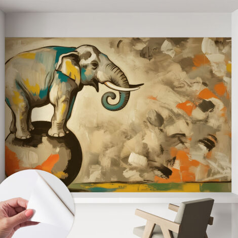 Papier peint adhésif autocollant pour salon chambre à coucher tendance et originale Éléphant abstrait 152x104 cm