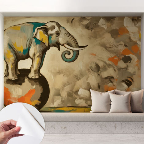 Papier peint adhésif autocollant pour salon chambre à coucher tendance et originale Éléphant abstrait 208x146 cm
