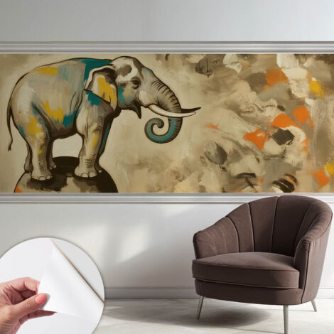 Papier peint adhésif autocollant pour salon chambre à coucher tendance et originale Éléphant abstrait 250x104 cm