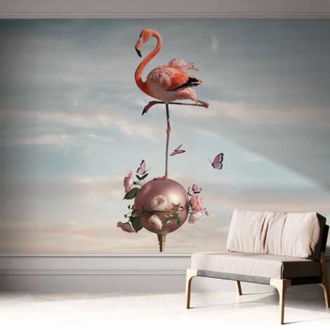 Papier peint adhésif autocollant pour salon chambre à coucher tendance et originale Flamant rose élégant 312x219 cm