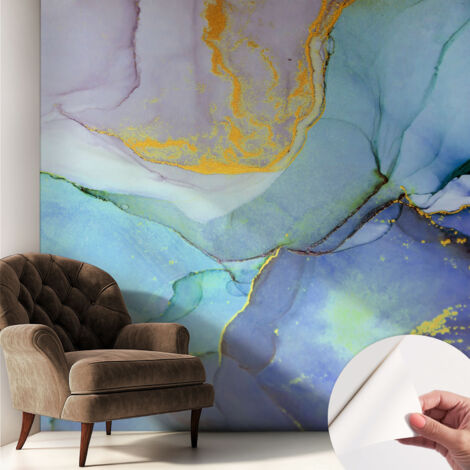 Papier peint adhésif autocollant pour salon chambre à coucher tendance et originale Formes aquarellées 250x250 cm