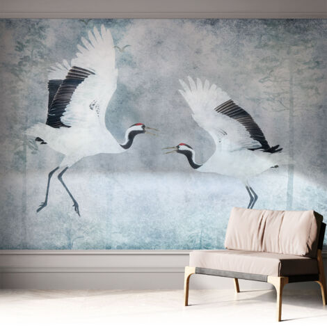 Papier peint adhésif autocollant pour salon chambre à coucher tendance et originale Grues harmonieuses 312x219 cm