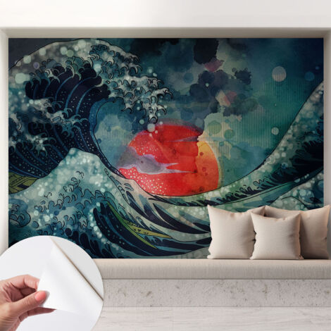 Papier peint adhésif autocollant pour salon chambre à coucher tendance et originale Lever de soleil océanique 208x146 cm