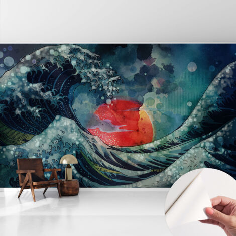 Papier peint adhésif autocollant pour salon chambre à coucher tendance et originale Lever de soleil océanique 416x254 cm