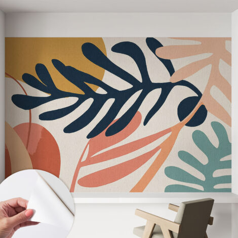 Papier peint adhésif autocollant pour salon chambre à coucher tendance et originale Motifs feuillus 152x104 cm