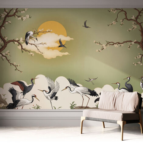 Papier peint adhésif autocollant pour salon chambre à coucher tendance et originale Nature élégante 312x219 cm