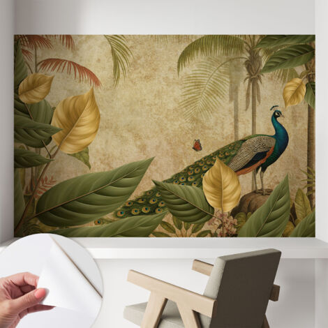 Papier peint adhésif autocollant pour salon chambre à coucher tendance et originale Oiseau exotique 104x70 cm