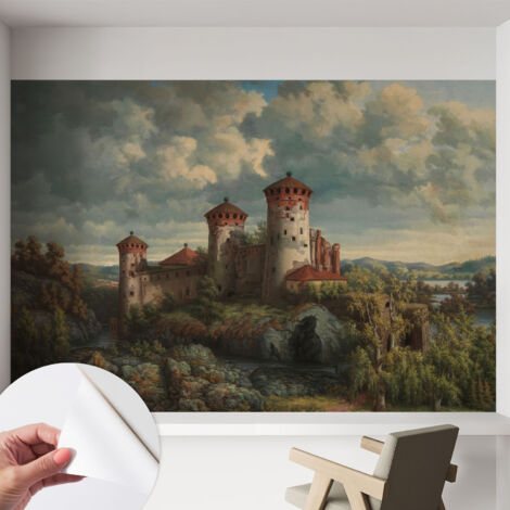 Papier peint adhésif autocollant pour salon chambre à coucher tendance et originale Paysage romantique 152x104 cm