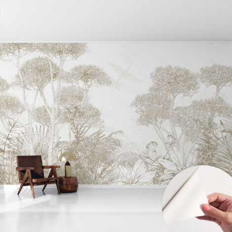 Papier peint adhésif autocollant pour salon chambre à coucher tendance et originale Végétation tropicale 416x254 cm