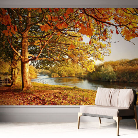 Papier peint adhésif avec colle pour décoration moderne de salon chambre à coucher cuisine et bureau Facile Automne côtier 312x219 cm