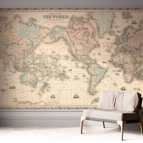 Papier peint adhésif avec colle pour décoration moderne de salon chambre à coucher cuisine et bureau Facile Carte historique 312x219 cm