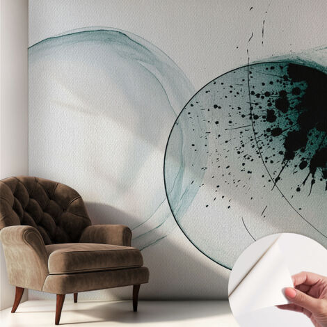 Papier peint adhésif avec colle pour décoration moderne de salon chambre à coucher cuisine et bureau Facile Cercles verts 250x250 cm