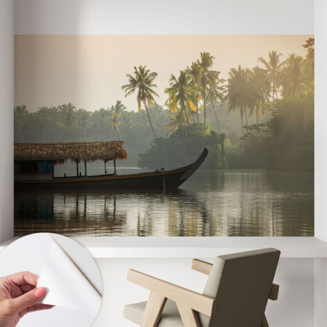 Papier peint adhésif avec colle pour décoration moderne de salon chambre à coucher cuisine et bureau Facile Havre tropical 104x70 cm