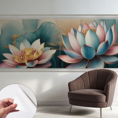 Papier peint adhésif avec colle pour décoration moderne de salon chambre à coucher cuisine et bureau Facile Lotus de l'harmonie 250x104 cm