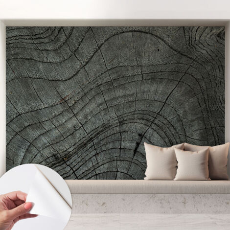 Papier peint adhésif avec colle pour décoration moderne de salon chambre à coucher cuisine et bureau Facile Motif de cernes 208x146 cm