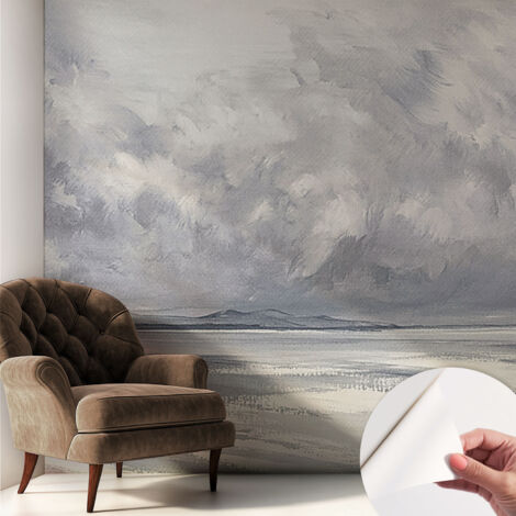 Papier peint adhésif avec colle pour décoration moderne de salon chambre à coucher cuisine et bureau Facile Orage à l'horizon 250x250 cm