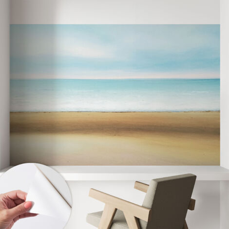 Papier peint adhésif avec colle pour décoration moderne de salon chambre à coucher cuisine et bureau Facile Paysage côtier 104x70 cm