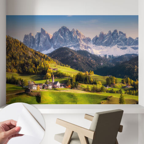 Papier peint adhésif avec colle pour décoration moderne de salon chambre à coucher cuisine et bureau Facile Paysage de montagne 104x70 cm
