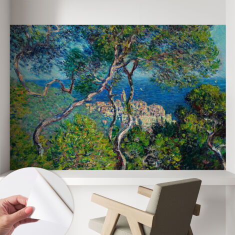 Papier peint adhésif avec colle pour décoration moderne de salon chambre à coucher cuisine et bureau Facile Vues méditerranéennes 104x70 cm